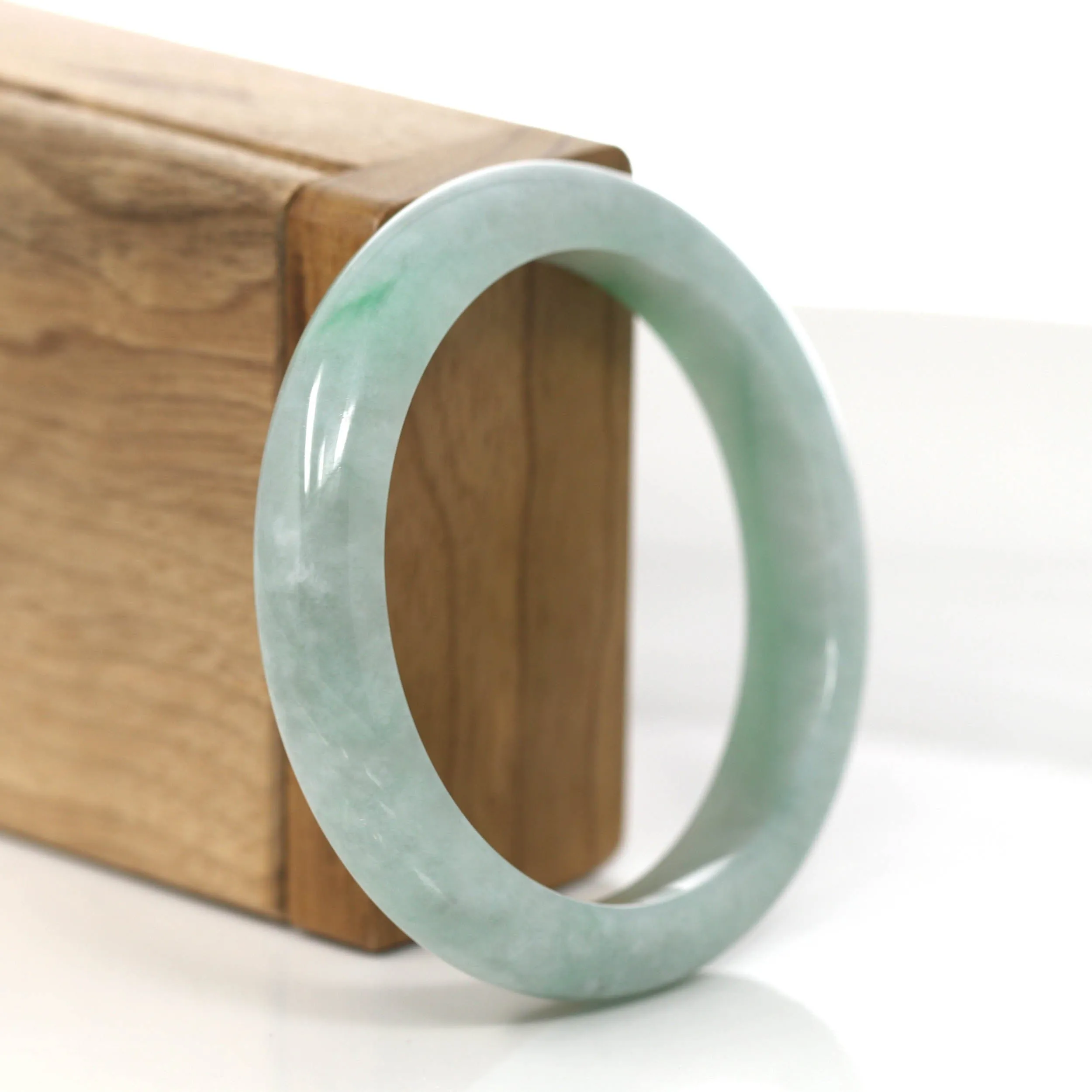 Genuine Burmese Green Jadeite Jade Bangle Bracelet (55.6 mm) #880