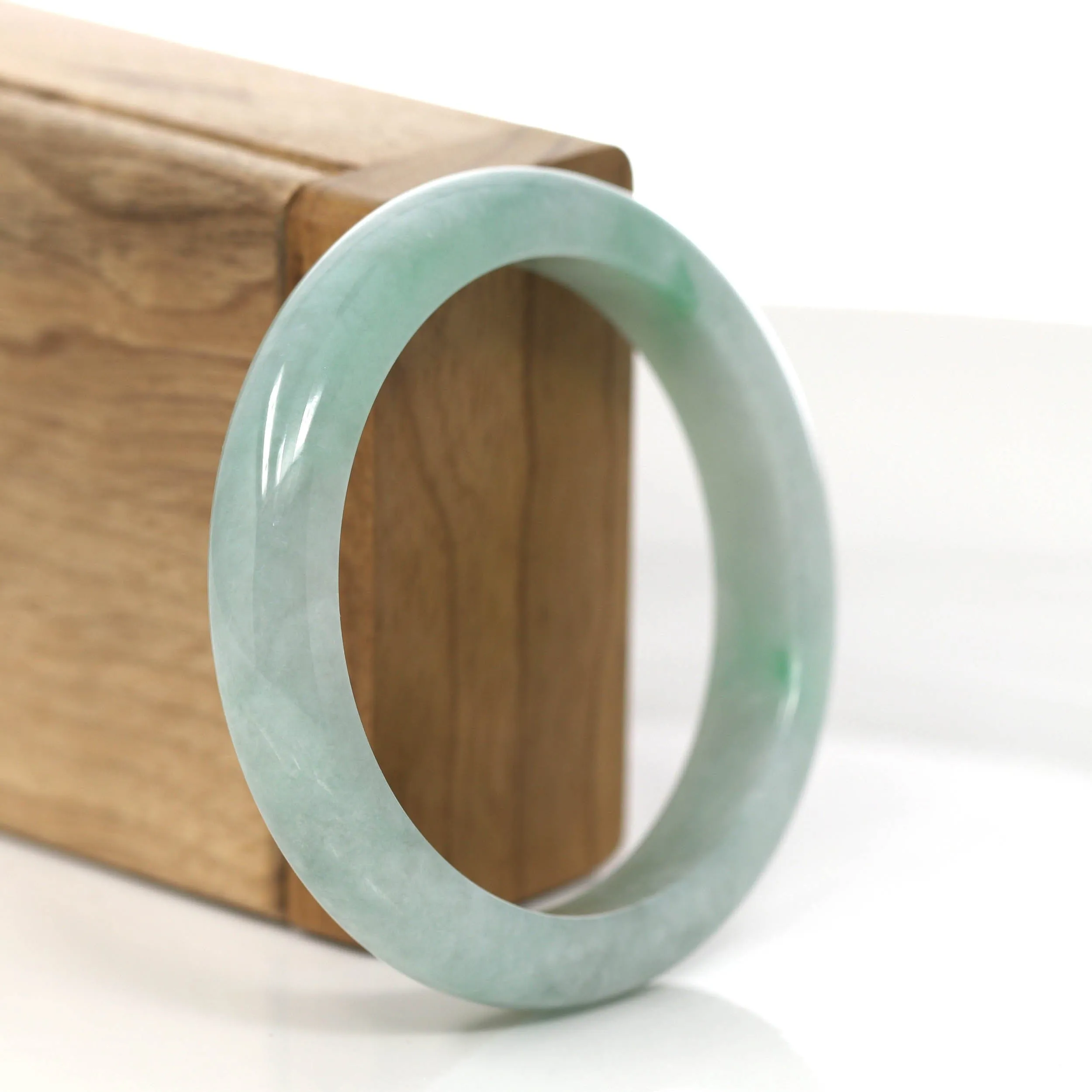 Genuine Burmese Green Jadeite Jade Bangle Bracelet (55.6 mm) #880