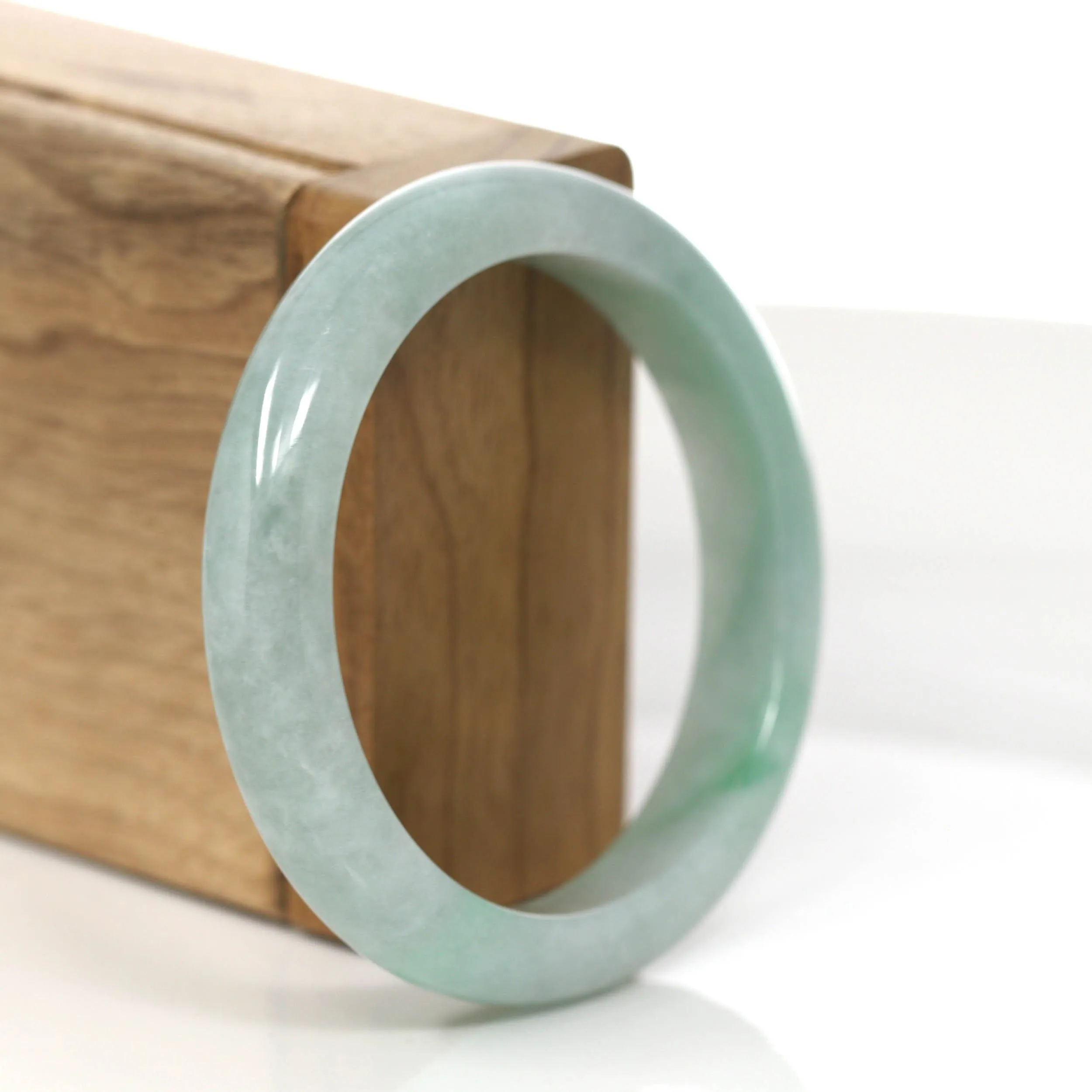 Genuine Burmese Green Jadeite Jade Bangle Bracelet (55.6 mm) #880