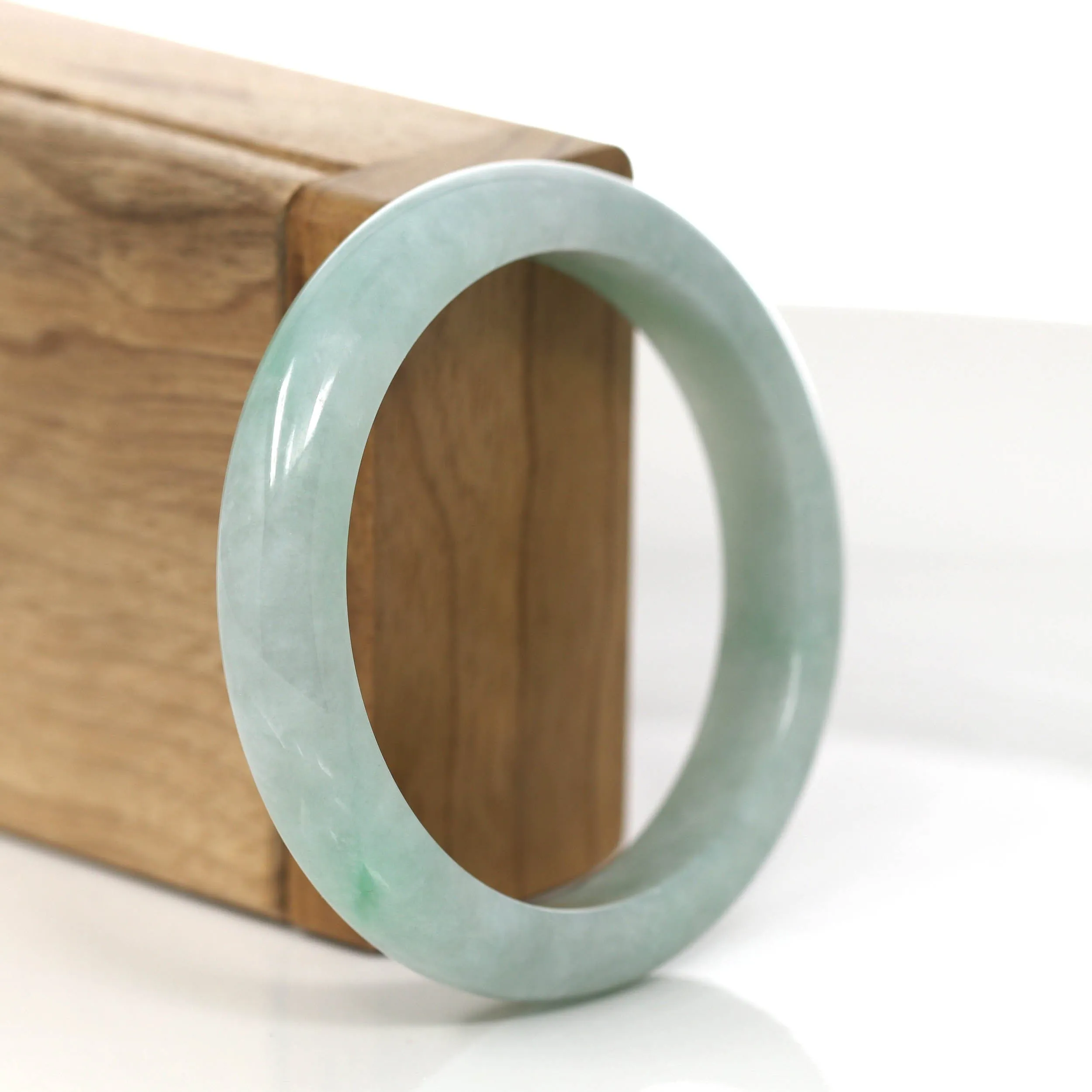 Genuine Burmese Green Jadeite Jade Bangle Bracelet (55.6 mm) #880