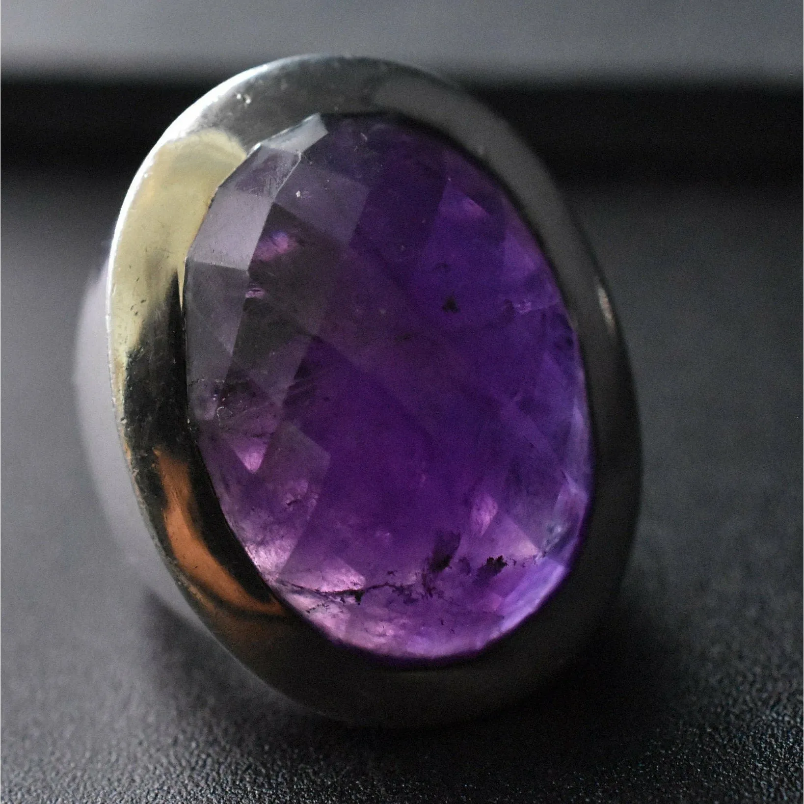 Gorgeous Amethyst Faceted Crystal Sterling Silver 925 Ring