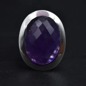 Gorgeous Amethyst Faceted Crystal Sterling Silver 925 Ring