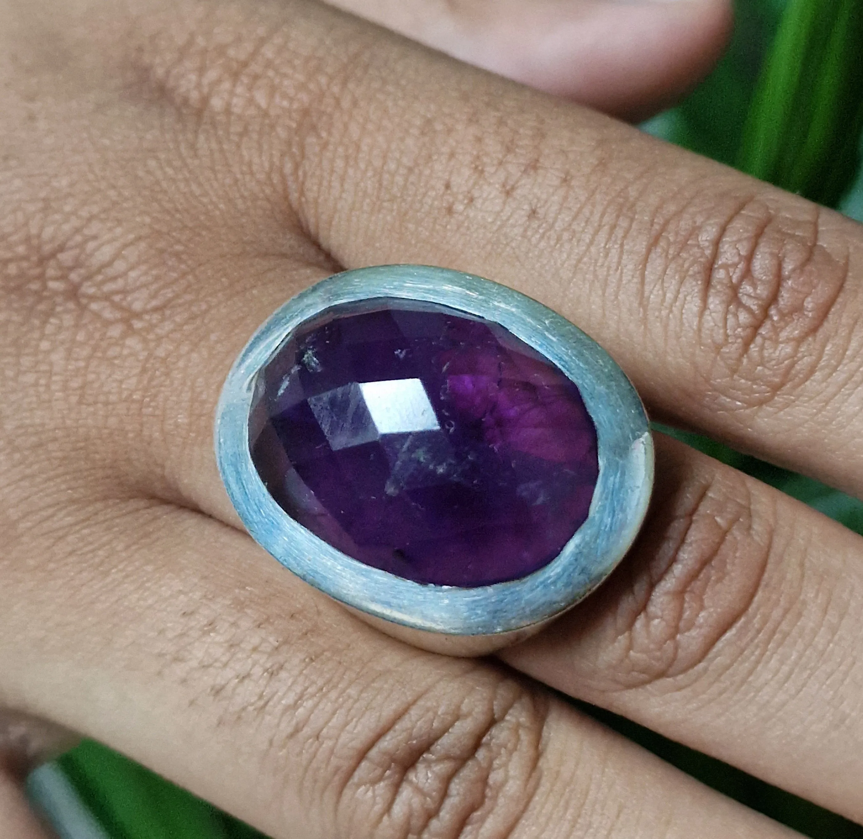 Gorgeous Amethyst Faceted Crystal Sterling Silver 925 Ring