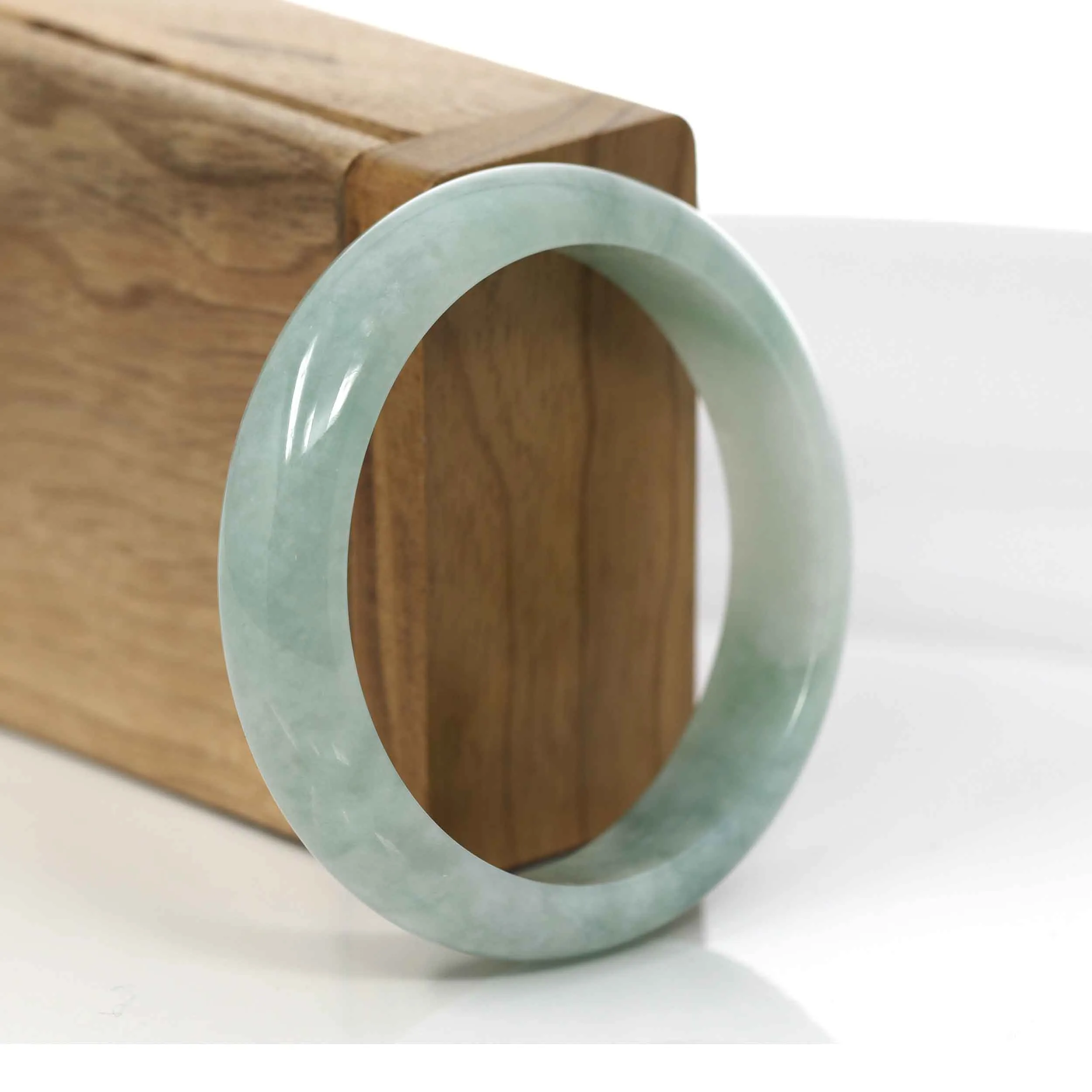 Green Genuine Burmese Jadeite Jade Bangle Bracelet (55.89 mm) #920