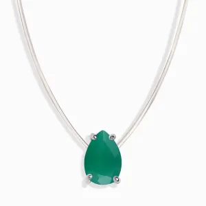 Green Onyx Necklace Floating Sway - May Birthstone