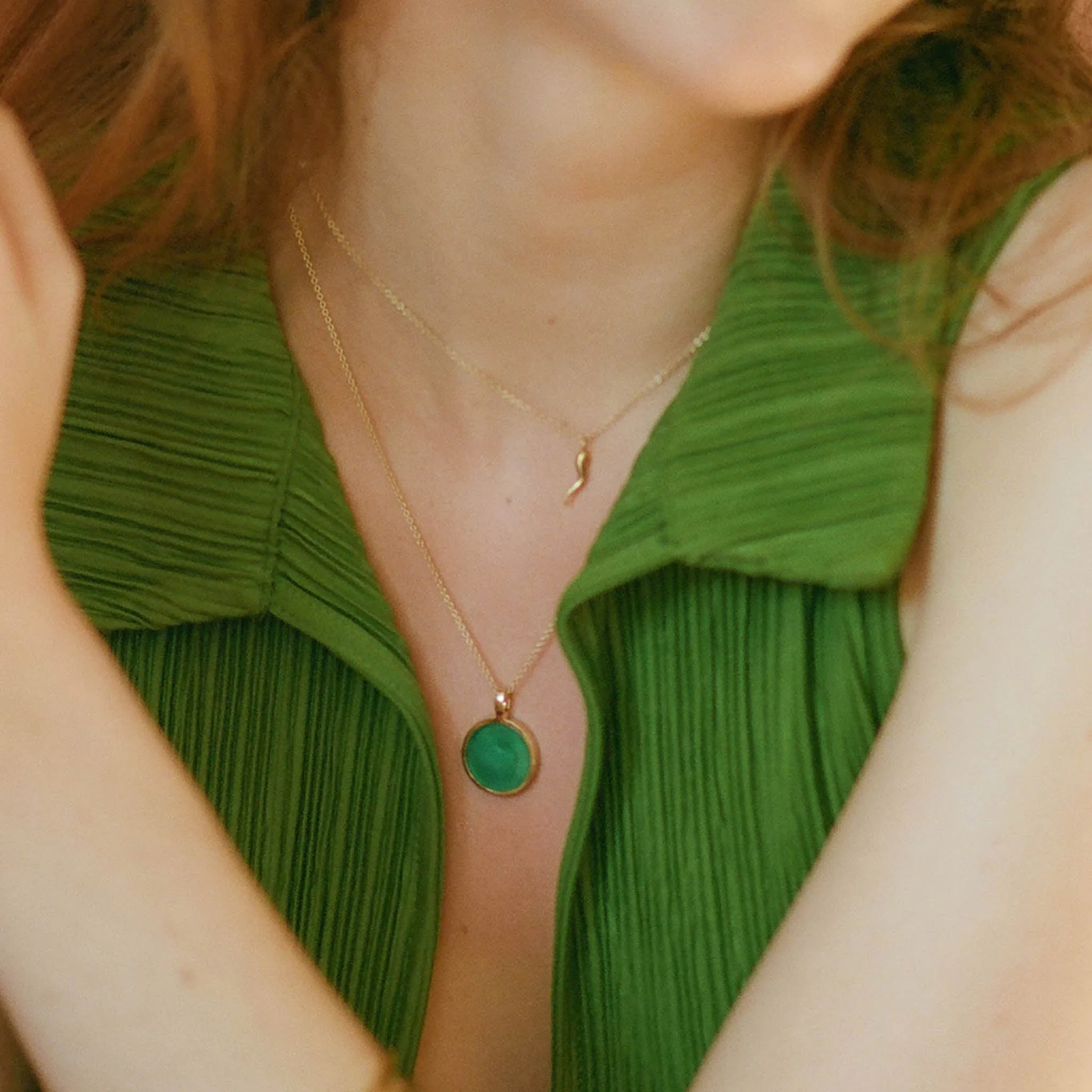 Green Onyx Porthole Necklace