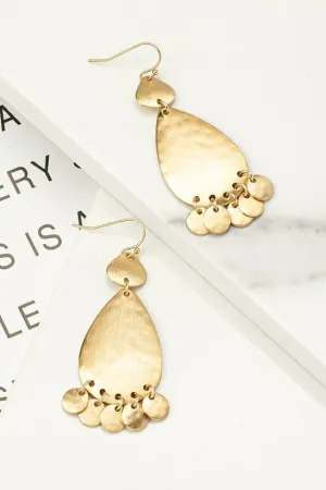 Hammered Teardrop Earrings with Multi Disk
