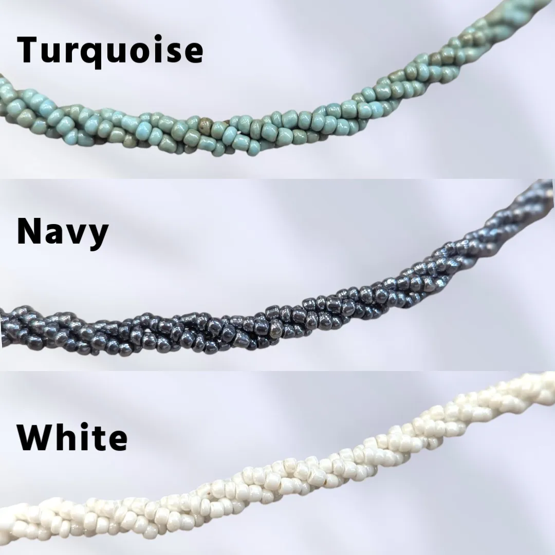 Hawaiian Style Beaded Shell Necklace –  Crescent Moon Motif