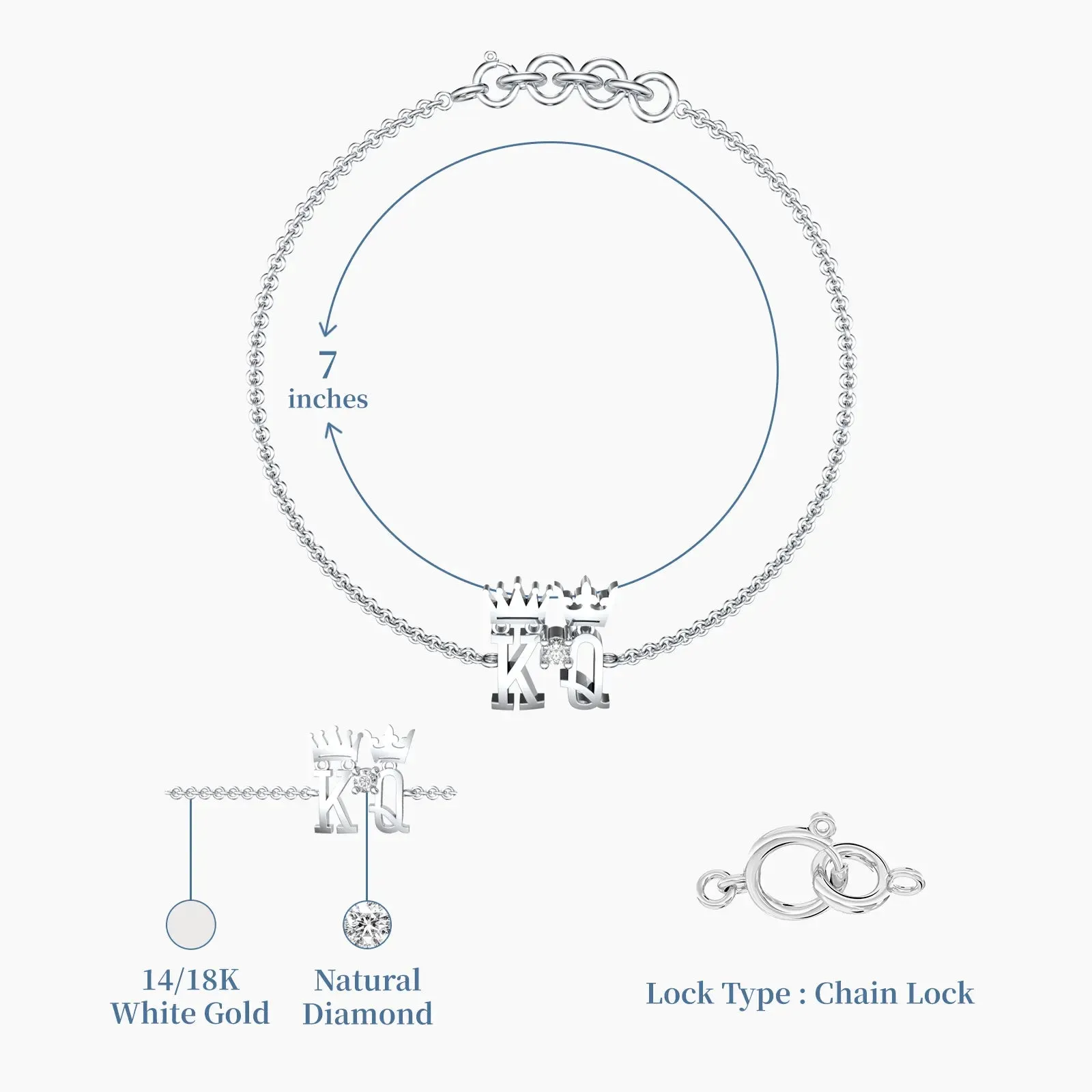 Kind and Queen Natural Diamond Bracelet