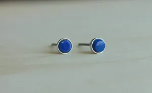 Lapis Lazuli Bezel Gemstone, Small (Niobium or Titanium Stud Earrings)