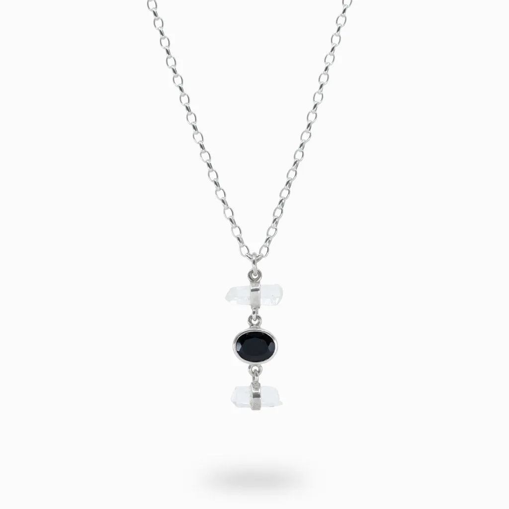 Laser Quartz and Onyx Necklace