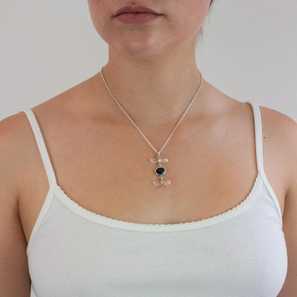 Laser Quartz and Onyx Necklace