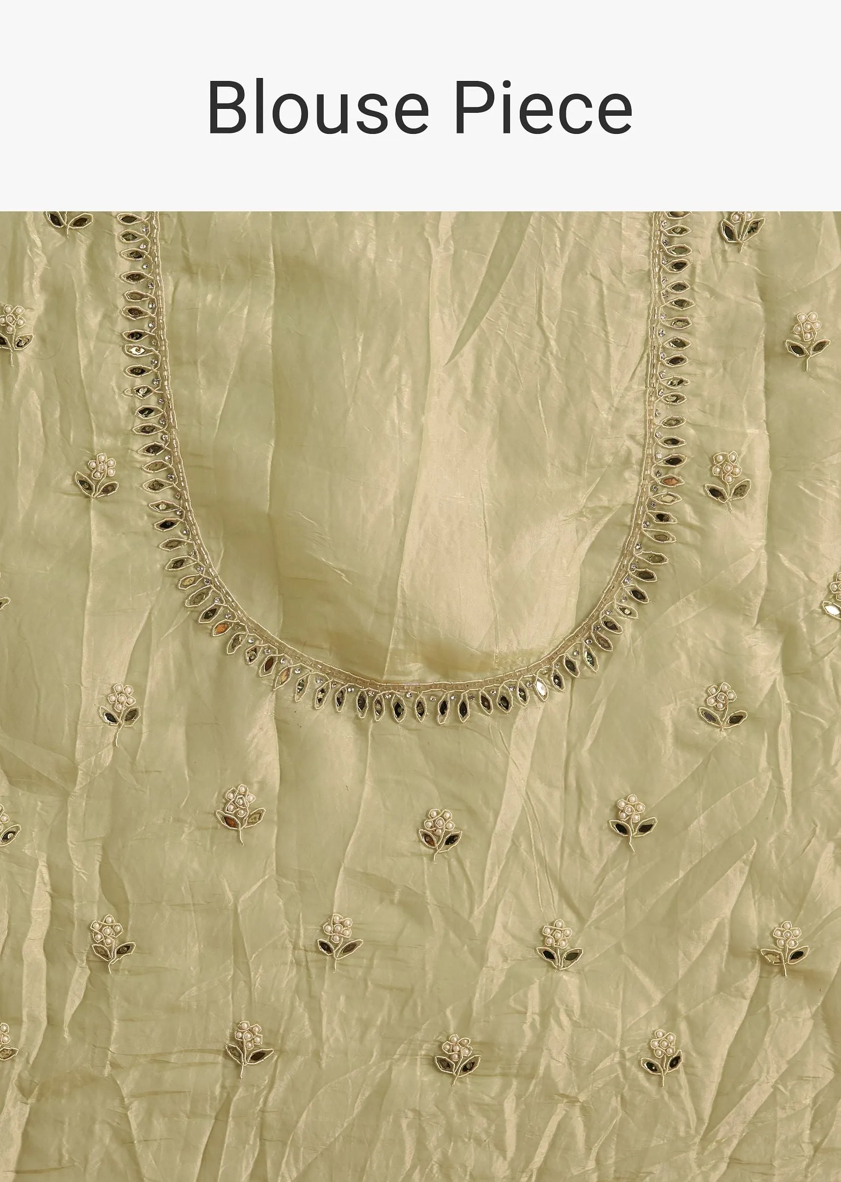 Light Green Tissue Zardosi Saree With Scallop Border