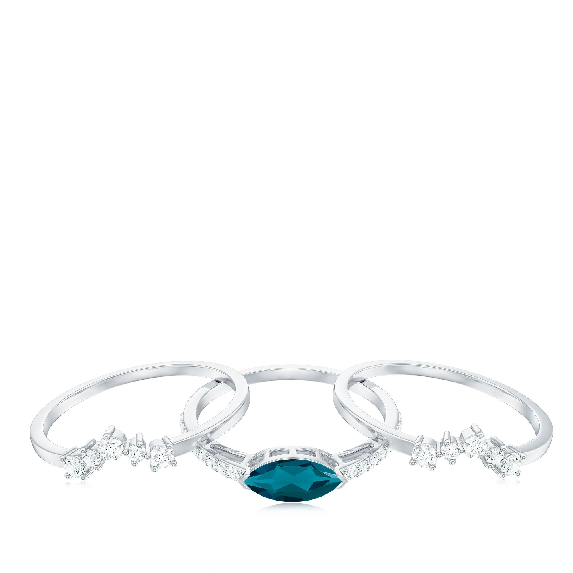 London Blue Topaz and Diamond Ring Set in Prong Setting