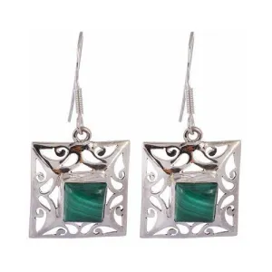 Malachite Jali Silver Earring