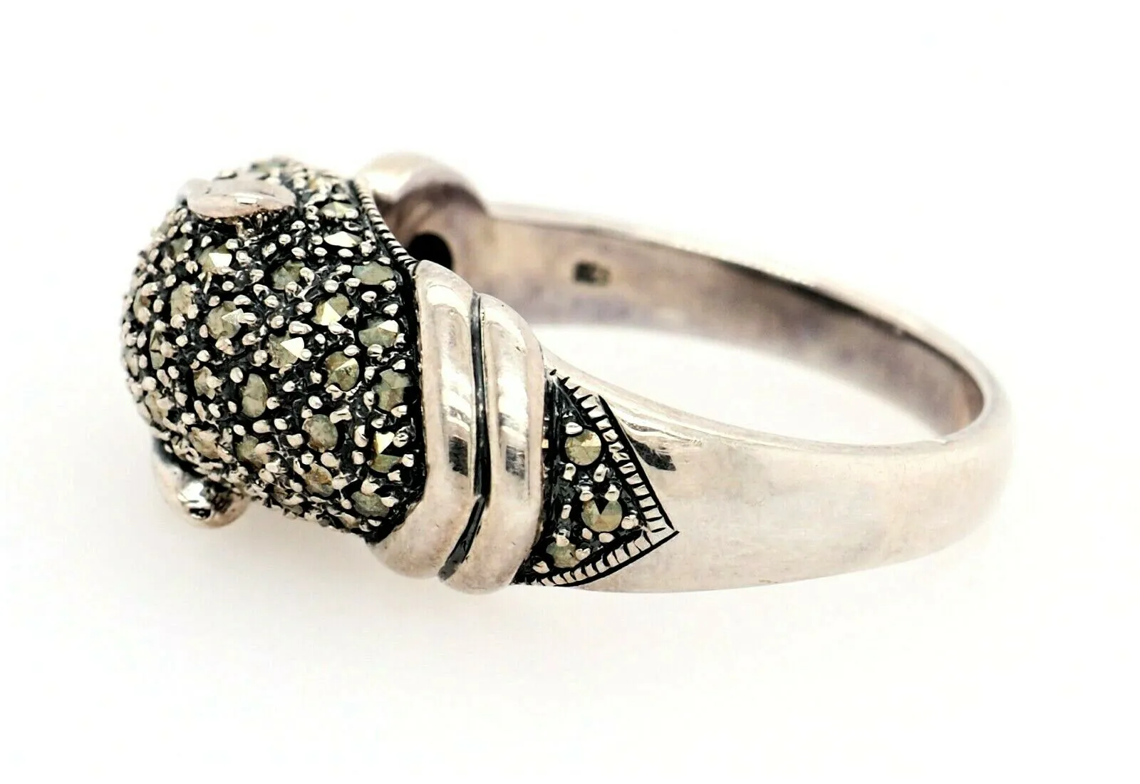 Marcasite & Ruby Panther 925 Sterling Silver Ring