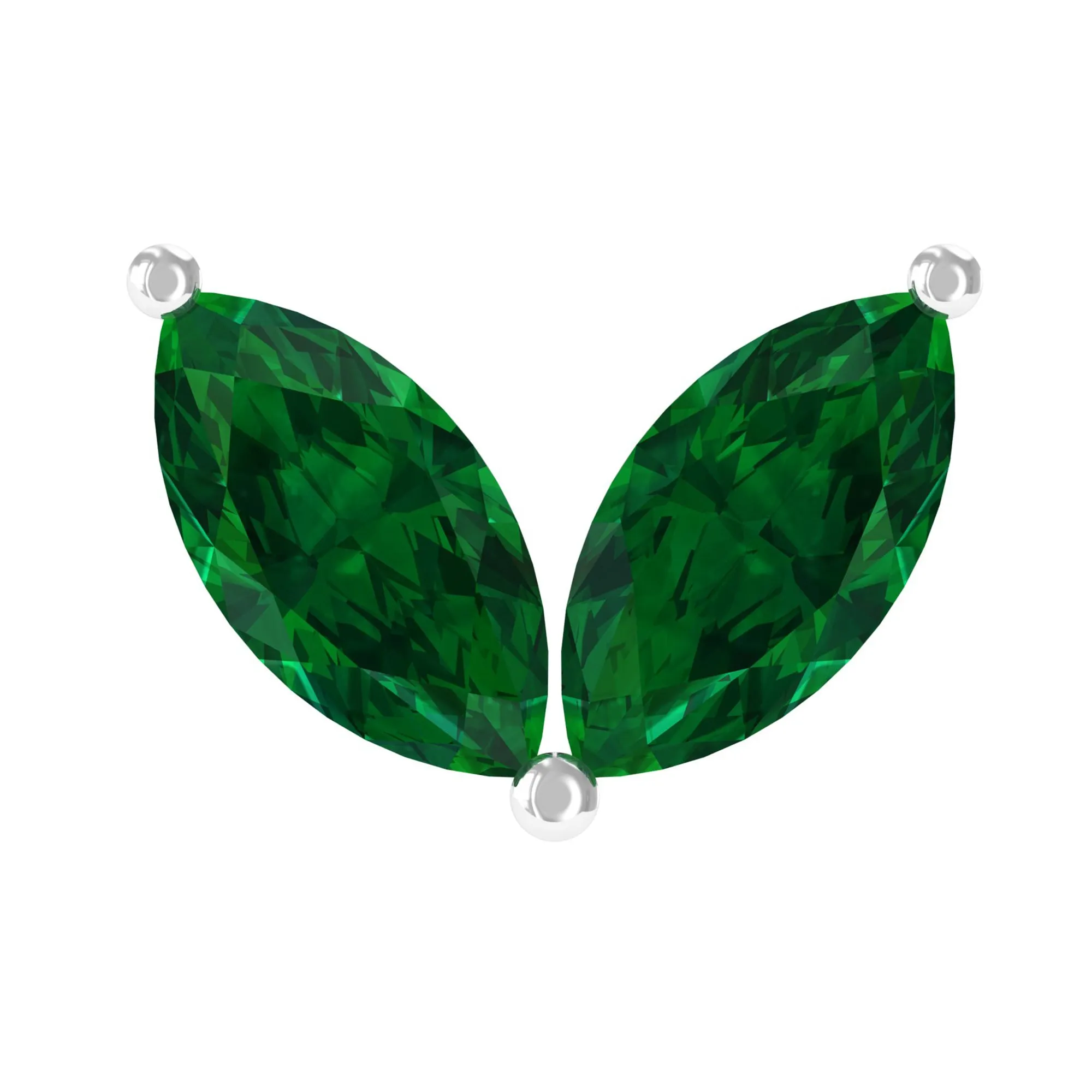 Marquise Created Emerald Leaf Earring for Helix Piercing