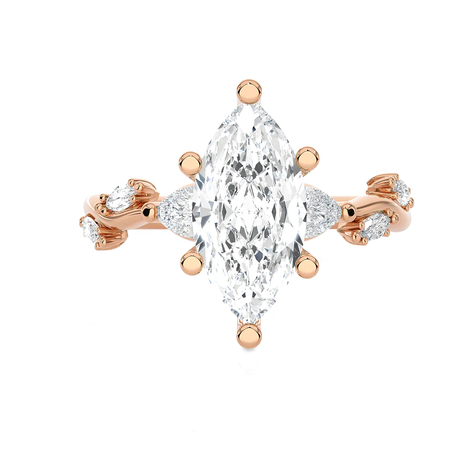 Marquise Lab Grown Diamond Side Stone Engagement Ring