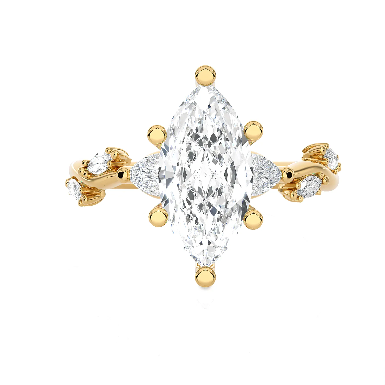 Marquise Lab Grown Diamond Side Stone Engagement Ring