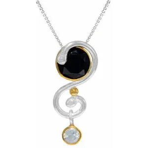 Michou Black Onyx and White Topaz l Pendant - Orbits Collection