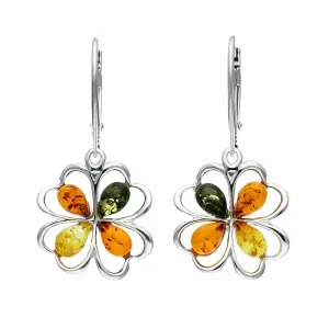 MILENA earrings Silver and multicolor Amber Flower Heart