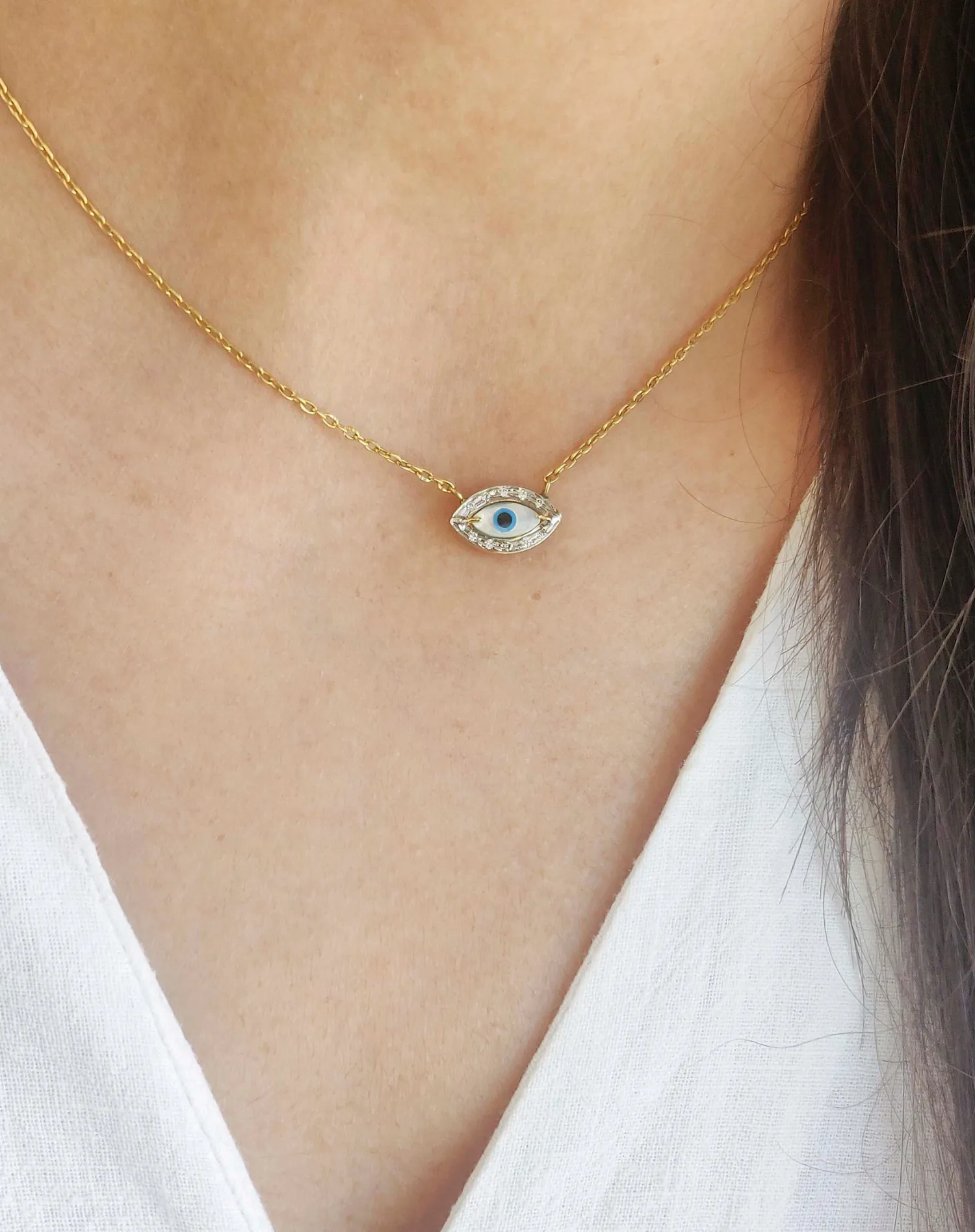 Mini Marquise Evil Eye Diamond Necklace