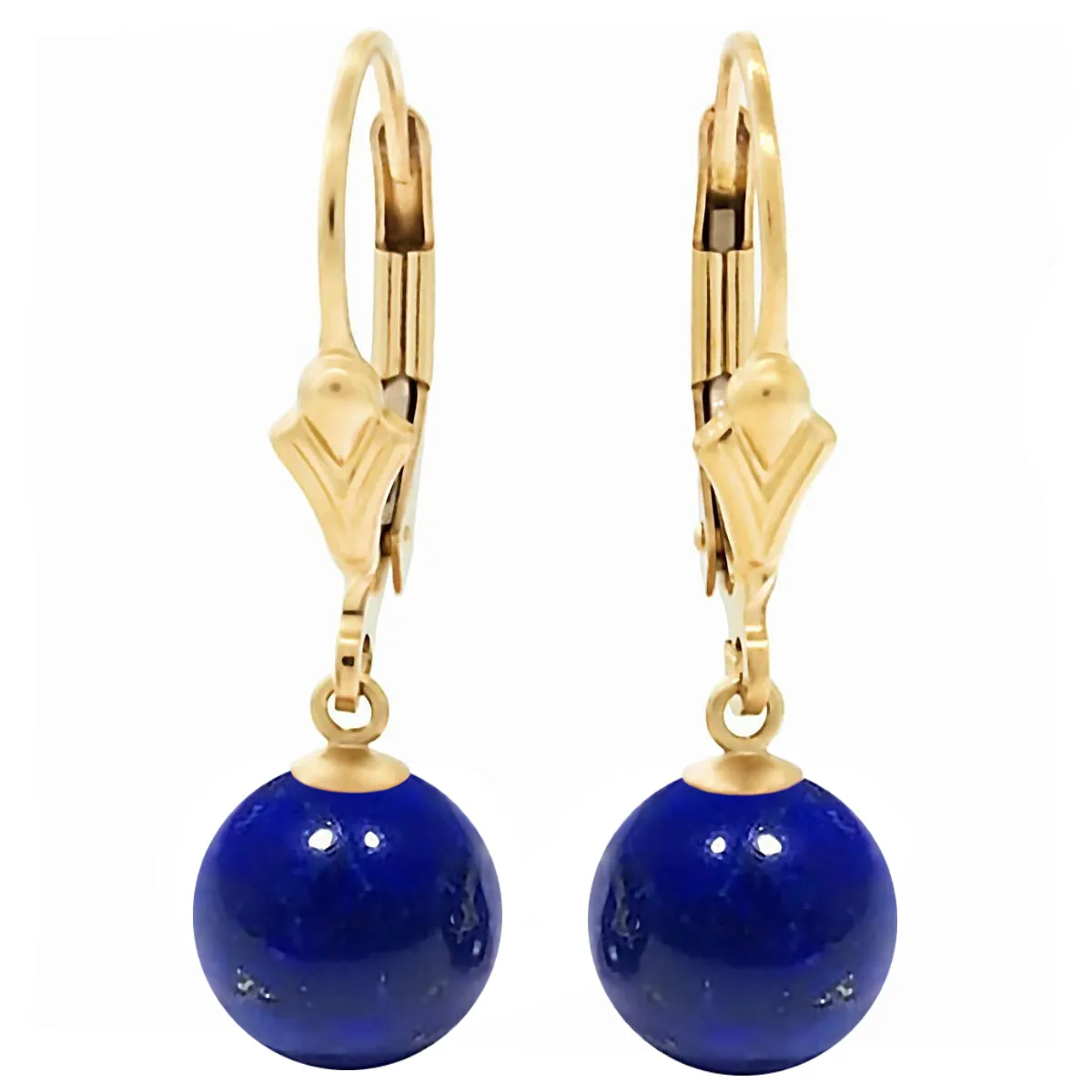 Natural Lapis Lazuli Ball Drop Leverback Earrings 14-20 Gold Filled