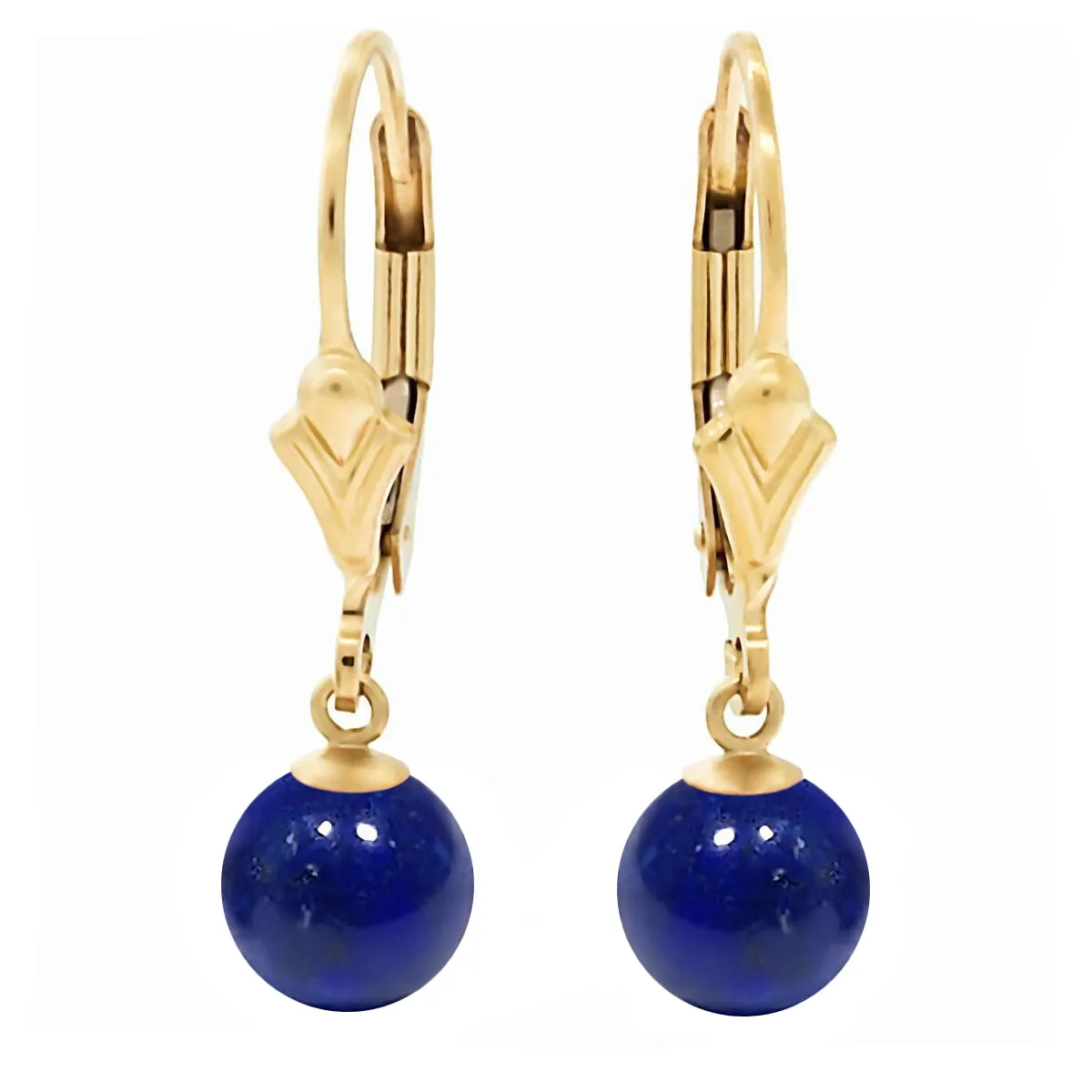 Natural Lapis Lazuli Ball Drop Leverback Earrings 14-20 Gold Filled