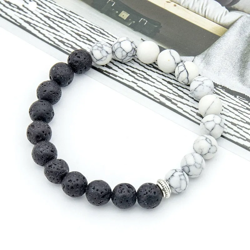 Natural Lava stone beads Healing Balance Chakra charm bracelet 8mm tiger eye bead Tibetan Buddha Prayer Bracelet for women men