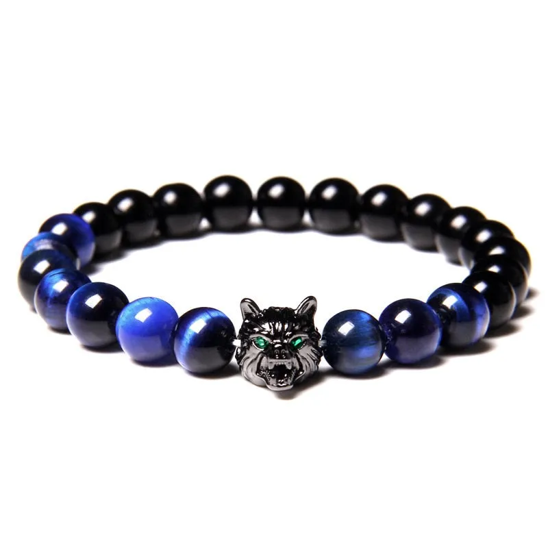 Natural Lava stone beads Healing Balance Chakra charm bracelet 8mm tiger eye bead Tibetan Buddha Prayer Bracelet for women men