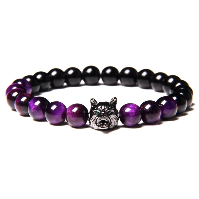 Natural Lava stone beads Healing Balance Chakra charm bracelet 8mm tiger eye bead Tibetan Buddha Prayer Bracelet for women men