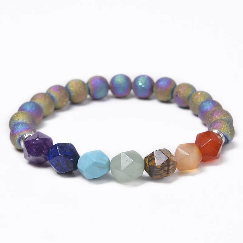 Natural Lava stone beads Healing Balance Chakra charm bracelet 8mm tiger eye bead Tibetan Buddha Prayer Bracelet for women men