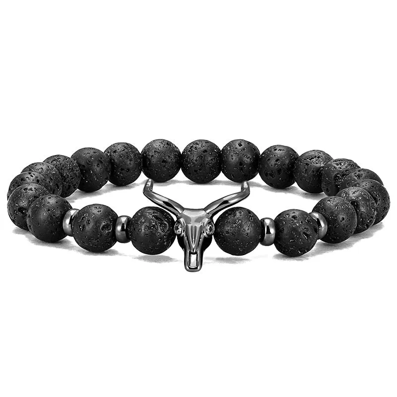 Natural Lava stone beads Healing Balance Chakra charm bracelet 8mm tiger eye bead Tibetan Buddha Prayer Bracelet for women men