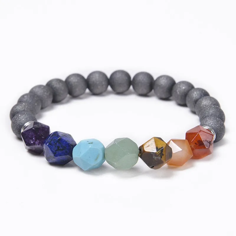 Natural Lava stone beads Healing Balance Chakra charm bracelet 8mm tiger eye bead Tibetan Buddha Prayer Bracelet for women men