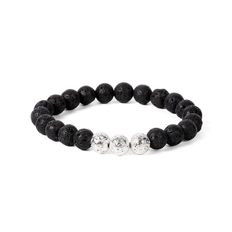 Natural Lava stone beads Healing Balance Chakra charm bracelet 8mm tiger eye bead Tibetan Buddha Prayer Bracelet for women men