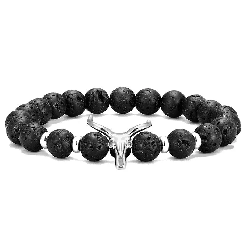 Natural Lava stone beads Healing Balance Chakra charm bracelet 8mm tiger eye bead Tibetan Buddha Prayer Bracelet for women men