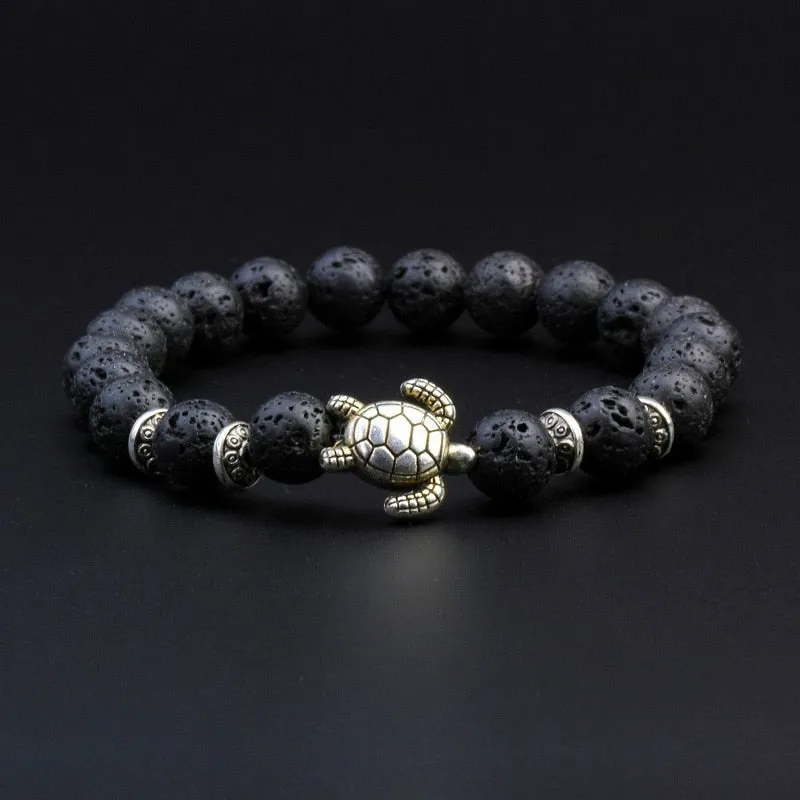 Natural Lava stone beads Healing Balance Chakra charm bracelet 8mm tiger eye bead Tibetan Buddha Prayer Bracelet for women men