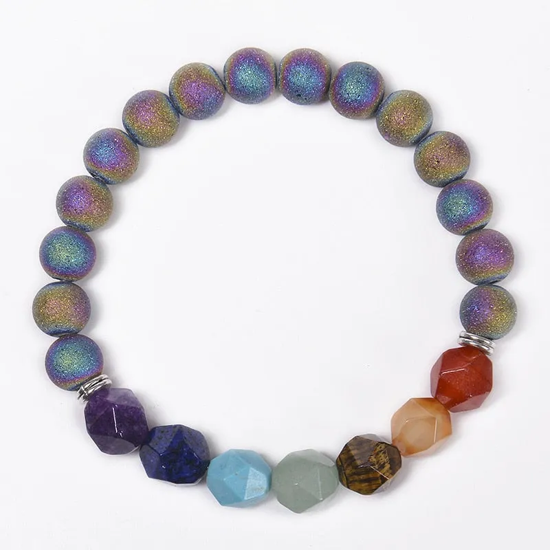 Natural Lava stone beads Healing Balance Chakra charm bracelet 8mm tiger eye bead Tibetan Buddha Prayer Bracelet for women men