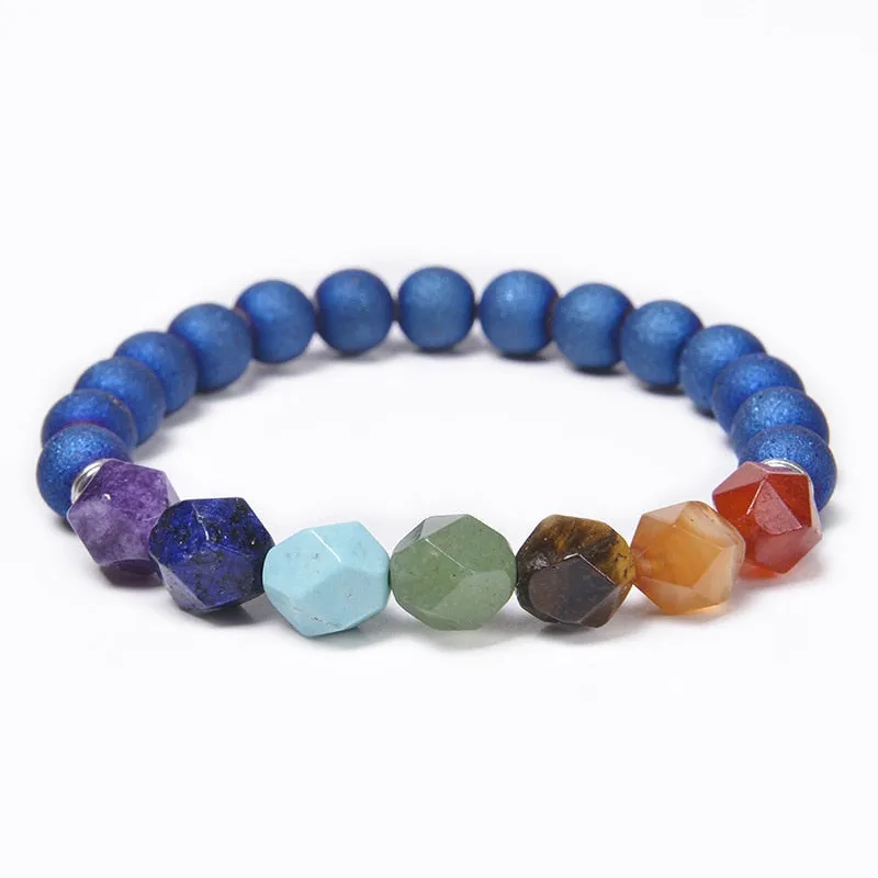 Natural Lava stone beads Healing Balance Chakra charm bracelet 8mm tiger eye bead Tibetan Buddha Prayer Bracelet for women men