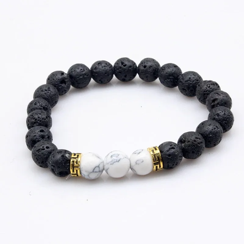 Natural Lava stone beads Healing Balance Chakra charm bracelet 8mm tiger eye bead Tibetan Buddha Prayer Bracelet for women men
