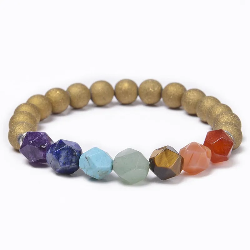 Natural Lava stone beads Healing Balance Chakra charm bracelet 8mm tiger eye bead Tibetan Buddha Prayer Bracelet for women men