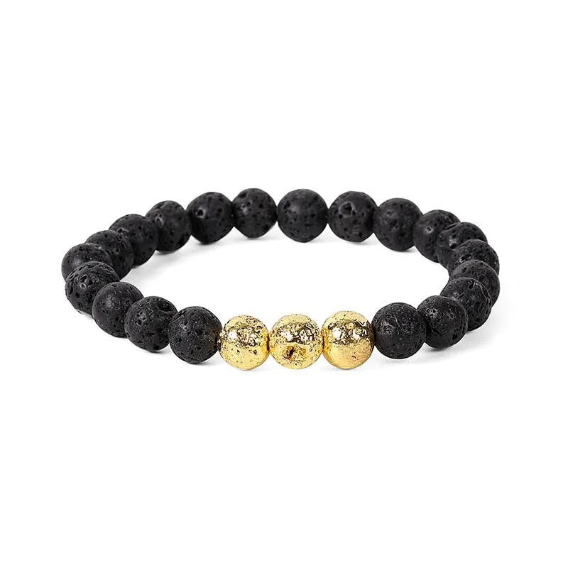 Natural Lava stone beads Healing Balance Chakra charm bracelet 8mm tiger eye bead Tibetan Buddha Prayer Bracelet for women men