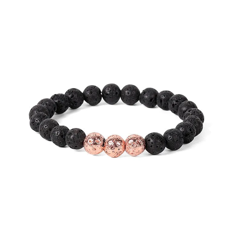 Natural Lava stone beads Healing Balance Chakra charm bracelet 8mm tiger eye bead Tibetan Buddha Prayer Bracelet for women men
