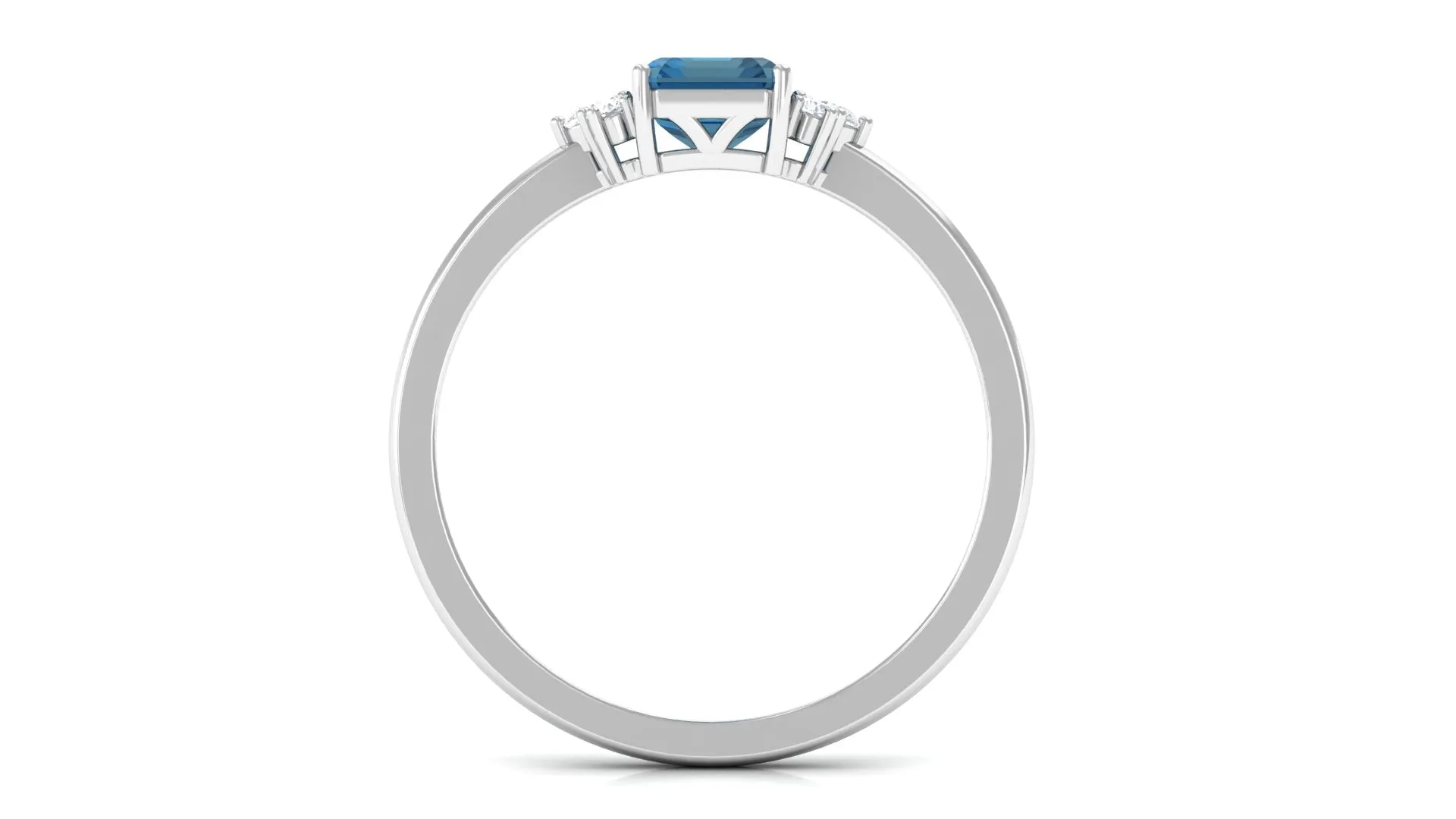 Octagon Cut London Blue Topaz Engagement Ring with Diamond Accent