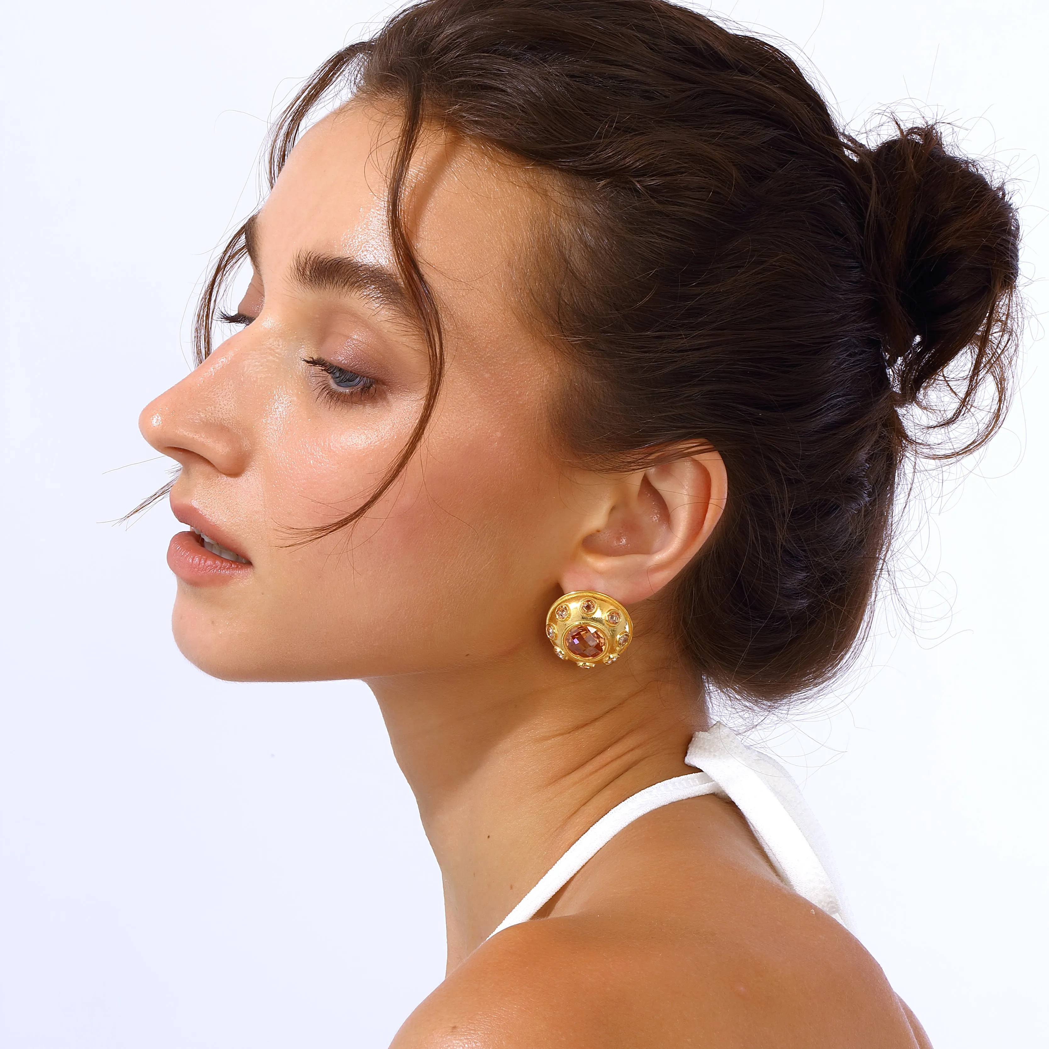 Olympia Earrings - Coral Gold