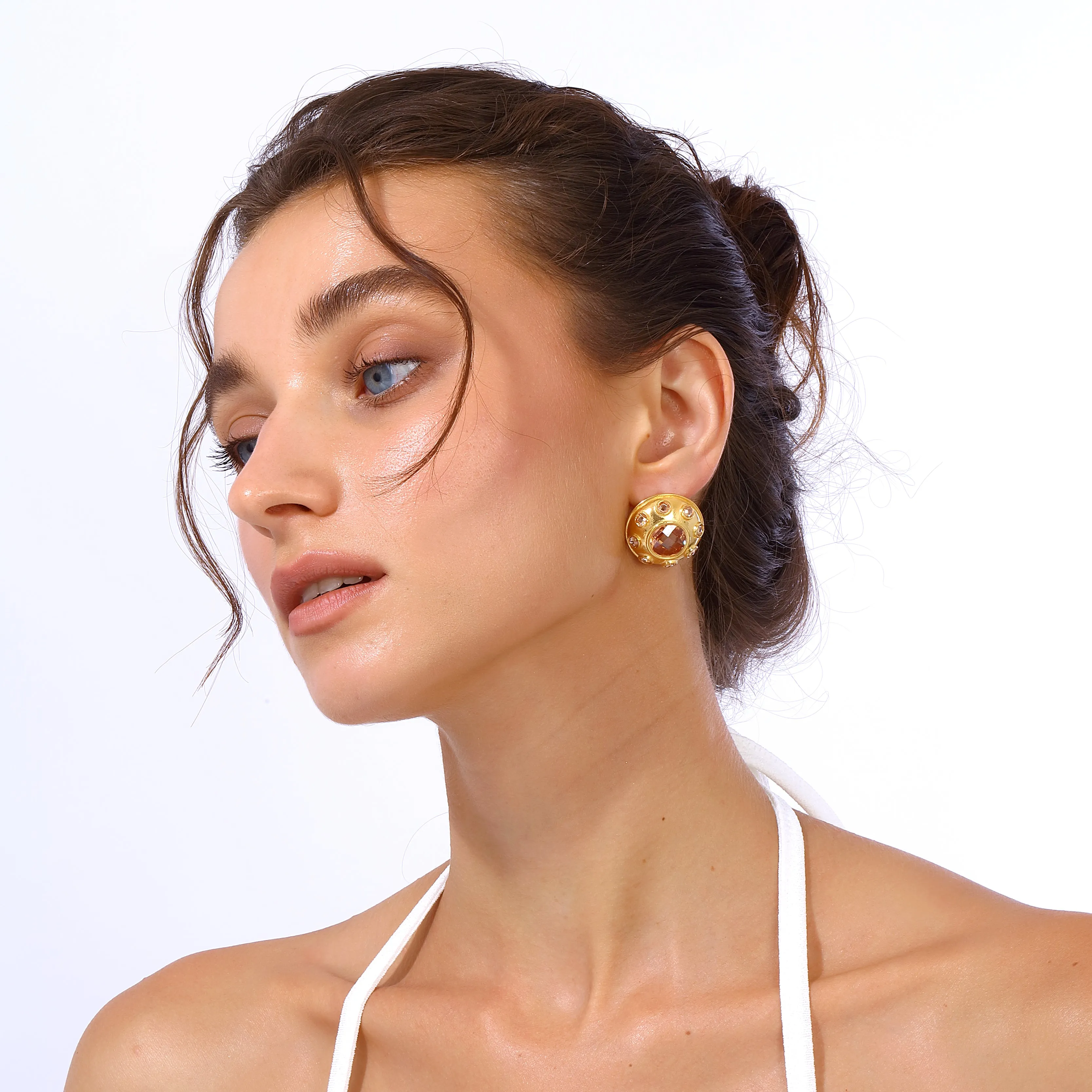 Olympia Earrings - Coral Gold