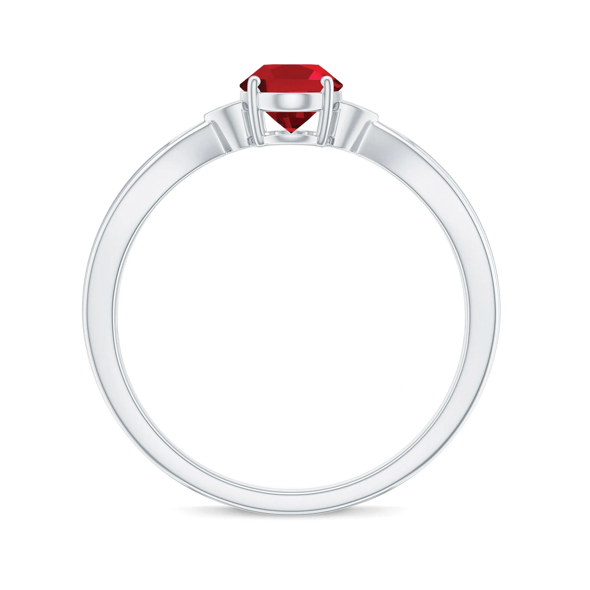 Oval Cut Lab Grown Ruby Solitaire Ring with Diamond