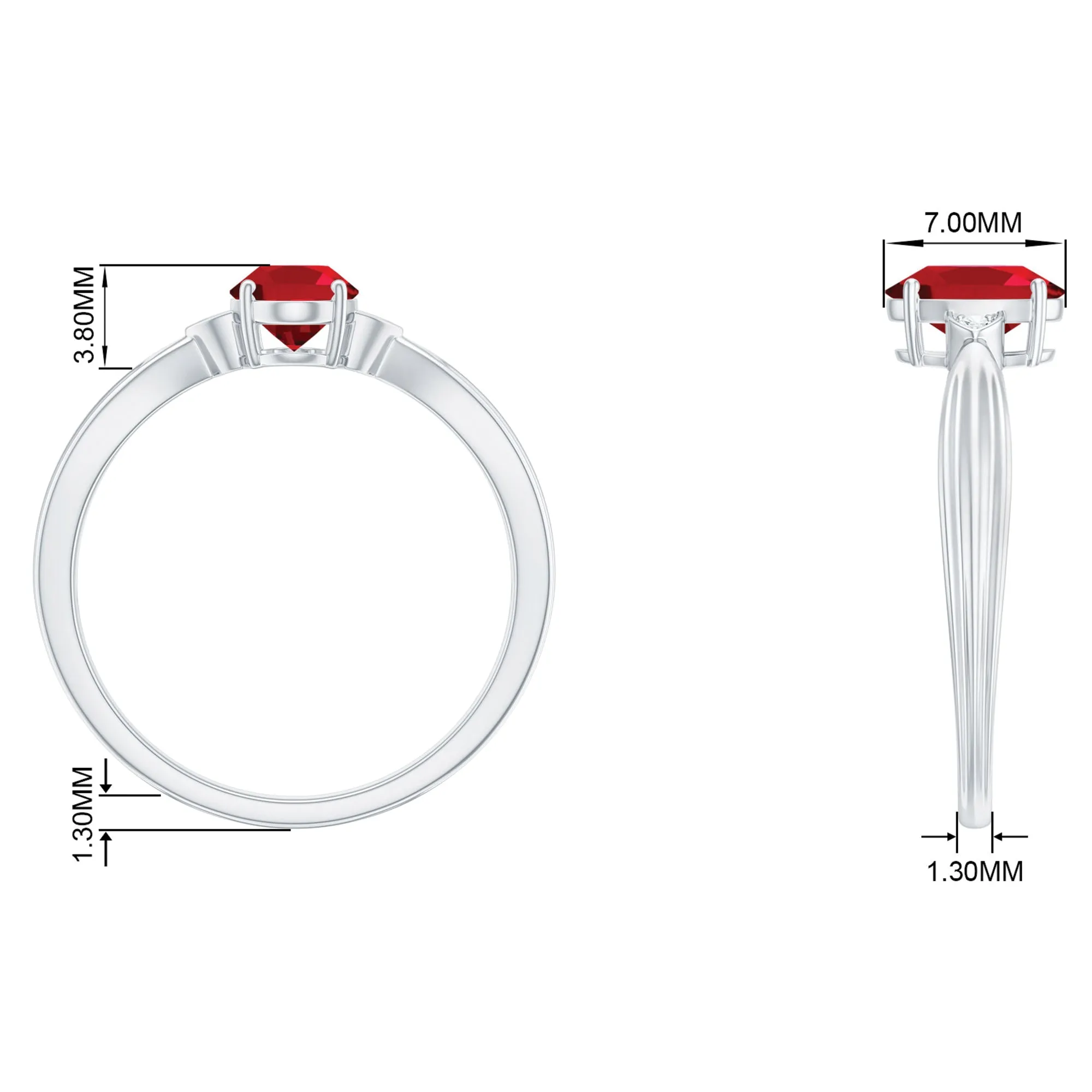 Oval Cut Lab Grown Ruby Solitaire Ring with Diamond