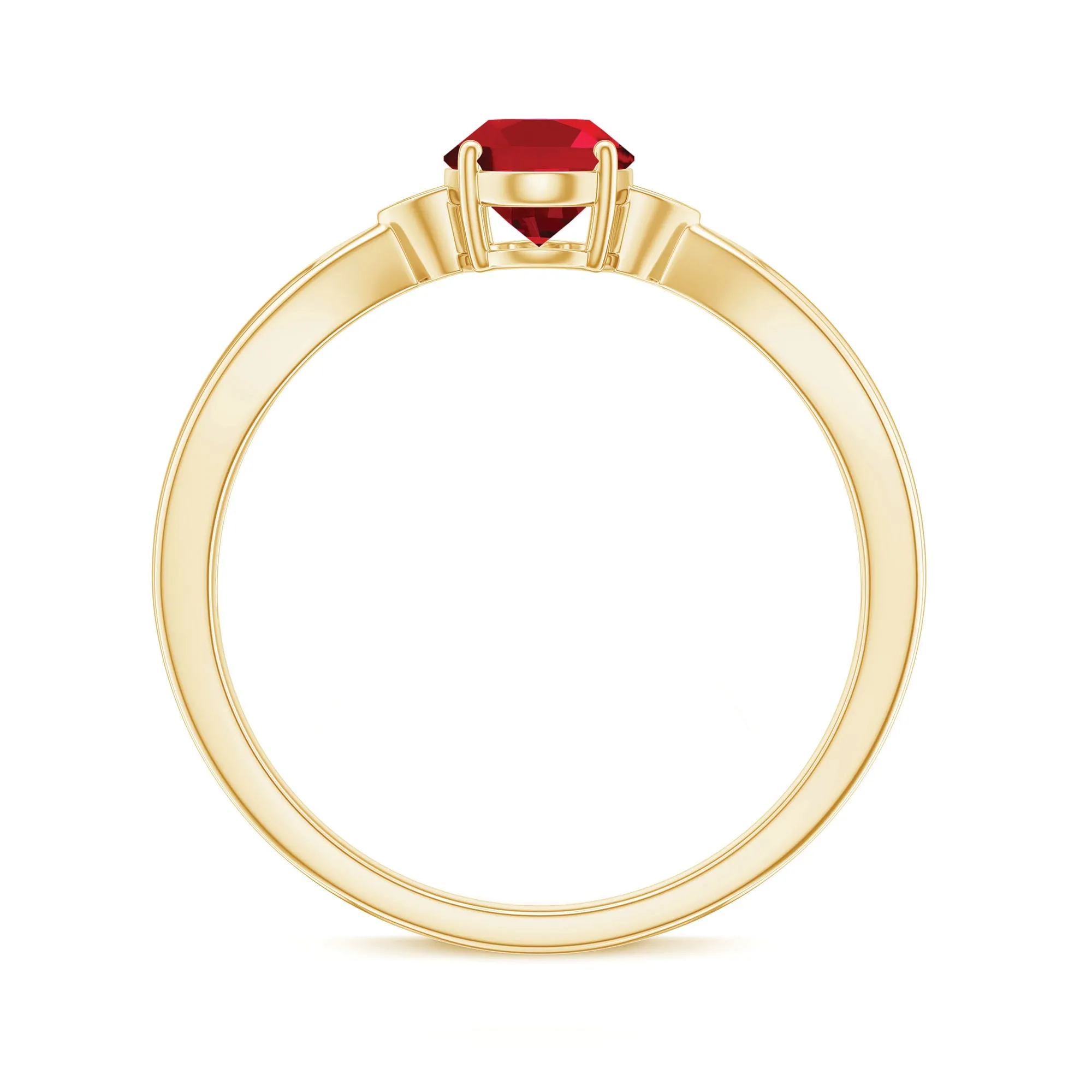 Oval Cut Lab Grown Ruby Solitaire Ring with Diamond