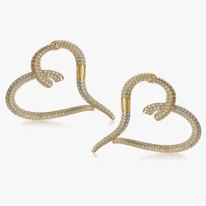 Pave Heart Diamond Earrings